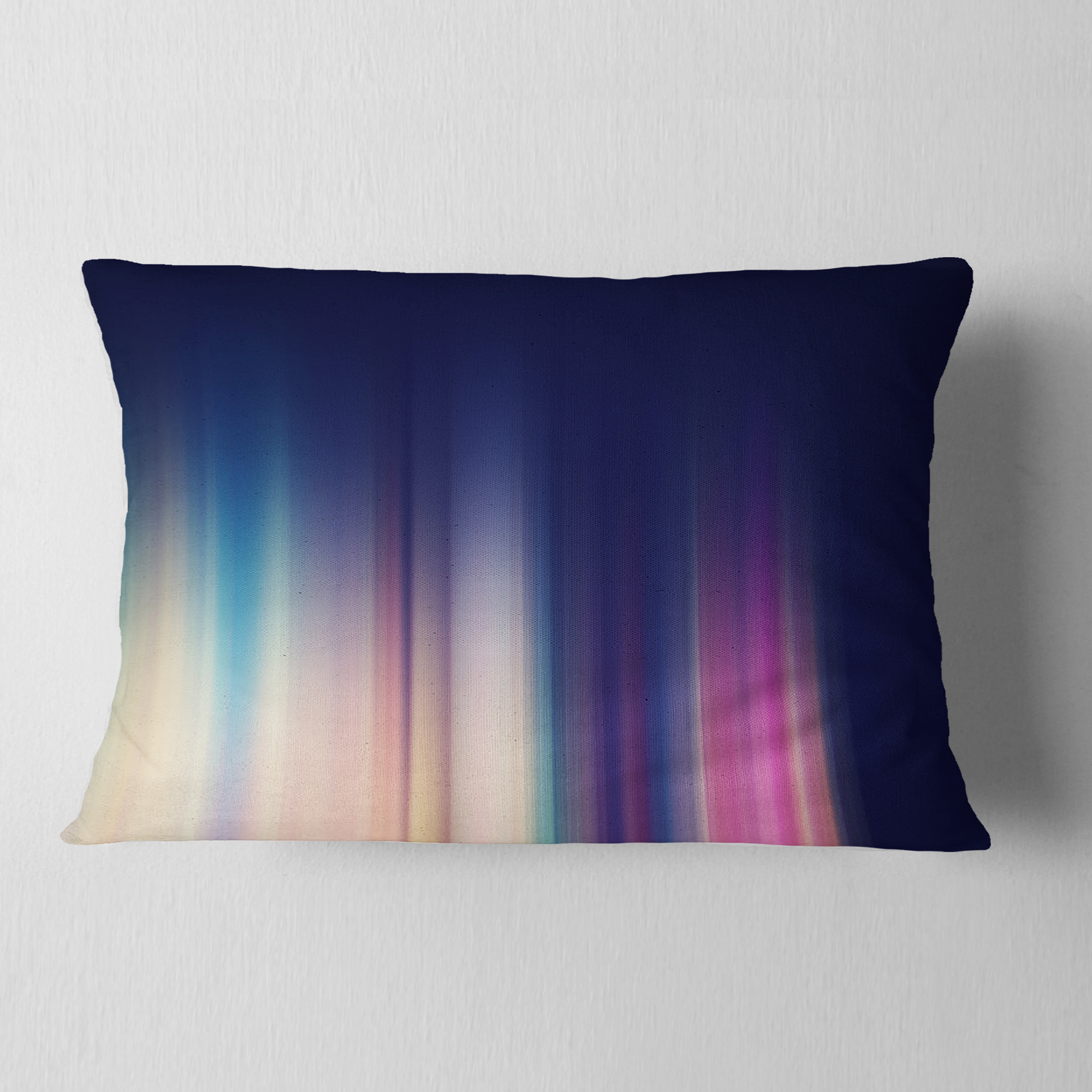 Designart Neon Blue Abstract Lines - Abstract Throw Pillow - 12x20