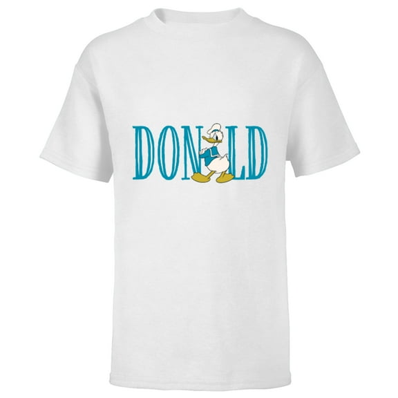 Disney Mickey and Friends Donald Duck Lettering Classic - Short Sleeve T-Shirt for Kids – Customized-White