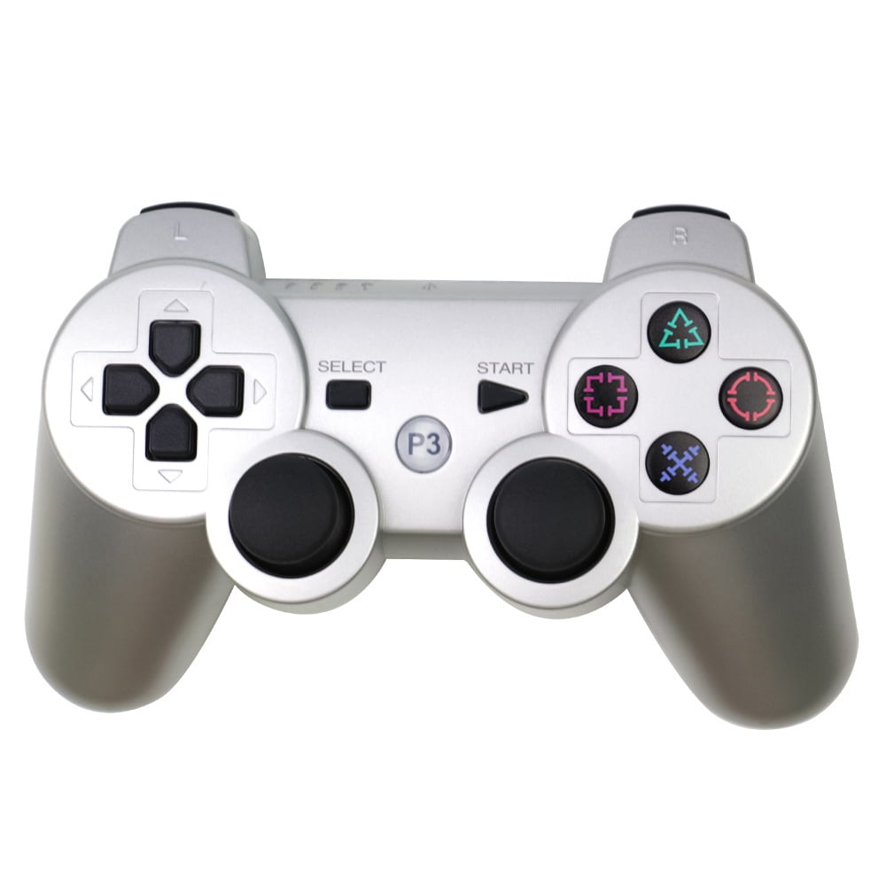 Wireless Controller for PS3,Bluetooth Gamepad for Playstation 3 with Dual  Shock Feedback,Wired PC Gaming Joysticks(Silver Gray） - Walmart.com