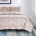 thumbnail image 5 of Milan 2 Piece Microfiber Blooming Flower Pattern Twin Quilt Set, White and Pink, 5 of 5