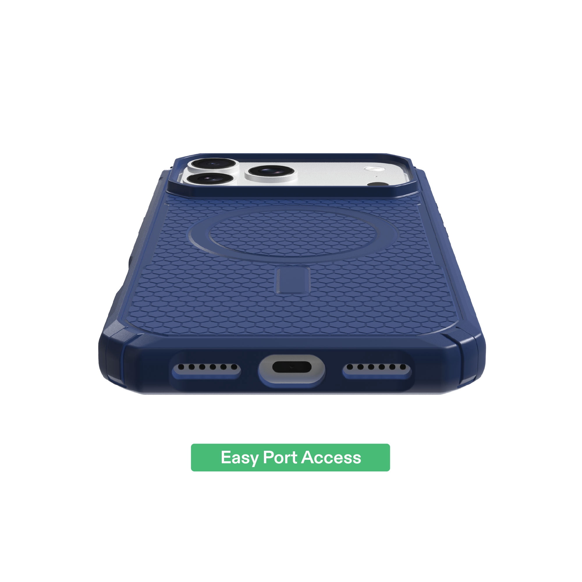 onn Honeycomb Dual-Layer Phone Case for iPhone 18 Pro / 17 Pro, MagSafe Compatible - Blue