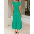 thumbnail image 3 of FUNING Women's 2025 Summer Casual Flutter Short Sleeve Crew Neck Smocked Elastic Waist Tiered Midi Dress, 3 of 7