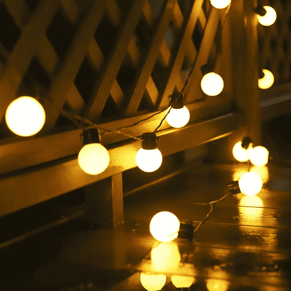 SpaceMuse 33ft Outdoor String Lights, G50 Connectable Patio Lights with 2700K 40pcs Plug-in Bulbs, IP65 Waterproof Rating Small Round Ball Bulbs for Fence, Yard, Camping, Milky White