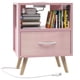 thumbnail image 3 of Mesa de noche Aenuert rosa con puertos USB y cajón, 3 of 9