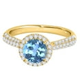 thumbnail image 3 of Mauli Jewels Rings for Women 1.20 Carat Diamond And Round Shaped Blue Topaz Ring 4-prong 10K Yellow Gold, 3 of 7