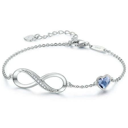 CDE 925 Sterling Silver Bracelet for Women Infinity Heart Symbol Charm Adjustable Anniversary Jewelry Best Gift Ideas for Women Fine Packing Gift Box