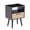 Black w/ Charging Station, variant on GZXS Modern Farmhouse Rattan Bedside Table with USB & AC Outlets, 2-Tier Nightstand with Drawer and Open Shelf, Compact End Table with Charging Station for Bedroom, Living Room, White