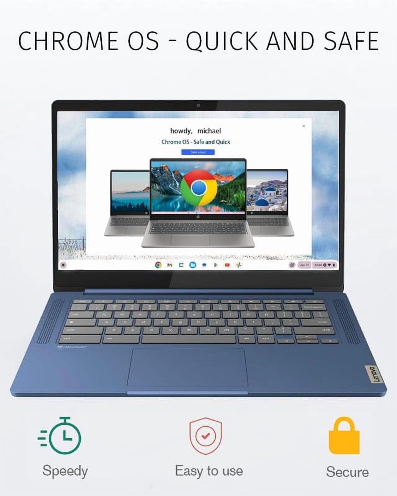 Lenovo Chromebook 14" Touchscreen Slim Laptop Business Student, 8-Core MediaTek Kompanio 520, 4GB RAM, 128GB Storage (64GB eMMC+64GB Card), WiFi 6, Long Battery, Chrome OS+MarxsolAccessory