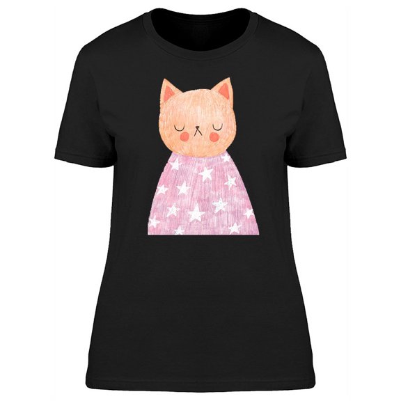 Cute Kitten On Star Blanket T-Shirt Women -Image by Shutterstock, Female Large