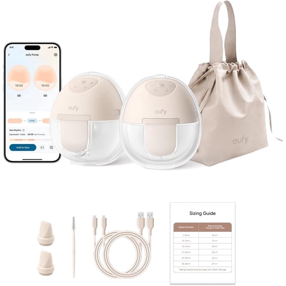 eufy Security Wearable Breast Pump E10, Hands-Free Electric Breast Pump with App Control, Personalized Smart Rhythm, Hospital Grade Suction for More Milk, Portable, Leak-Proof & Ultra-Quiet