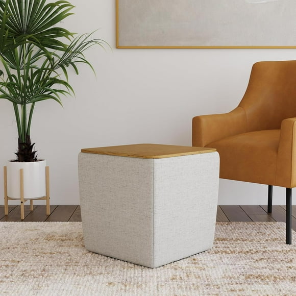 Storage Ottoman, Foot Rest Stool with Hidden Storage, Toy Chest and Footstool for Living Room, Storage Bench for Bedroom End of Bed, Coffee Table in Home Office, 19x19x19(Gray Woven)