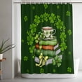 thumbnail image 5 of St. Patrick’s Day Shamrock Shower Curtain Set, Waterproof Shower Curtains for Bathroom, Dark Green Books Cups Lucky Leaf Washable Fabric Bath Curtain for Bathtub Decoration with Hooks 66x72 Inches, 5 of 9