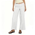 thumbnail image 4 of Htigea Lightweight Straight Leg Pants for Women Drawstring Tie Low Waist Casual Beach Daily Pant Summer Wear White S, 4 of 6
