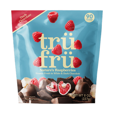 Tru Fru Raspberries Frozen Fresh in White & Dark Chocolate, 8oz