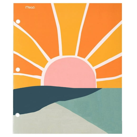 Mead Paper Portfolio File Folder, 2-Pocket Modern Landscapes, Sun, 12 x 9.375" x 0.125"