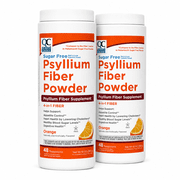 Quality Choice Psyllium Fiber Powder, Sugar Free Orange Flavor, 10 oz, 48 Doses, Naturally Derived Vegetable Fiber Supplement for Daily Fiber Intake 2 Pack
