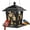 Black, variant on Kingsyard Hopper Metal Wild Bird Feeder for Outdoor Hanging with 4 Perches Rainproof Roof, Bronze