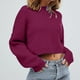 thumbnail image 3 of Gibobby Suéter de invierno para mujer, Suéter de cuello redondo para mujer, casual, manga larga, color sólido, punto grueso, suéter suave(Rosa caliente,G), 3 of 4