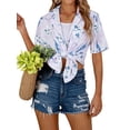 thumbnail image 4 of NFTOEIULA Women Hawaiian Floral Print Oversized Short Sleeve Shirt T-shirt, 4 of 9