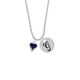 thumbnail image 2 of Delight Jewelry Silvertone Small Long Purple Heart Silvertone Script Initial Disc - G - Charm Necklace, 20"+3", 2 of 4