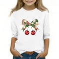 thumbnail image 2 of MKOSPLRT Girls Boys Christmas Shirts 3/4 Sleeve Crewneck Xmas Graphic Tees Cute Holiday T Shirts Christmas Gifts for Kid 3-12Y, 2 of 4