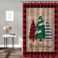 thumbnail image 3 of Merry Christmas Bathroom Shower Curtains, Xmas Tree, Holiday Shower Curtain Set with Hooks, Buffalo Plaid Fabric Bathroom Curtains, Black Red, Waterproof Farmhouse Bathroom Decor, 36x72inch, 3 of 4