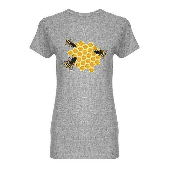 Three Bees On A Honeycomb Shaped Tee Women's -Image by Shutterstock