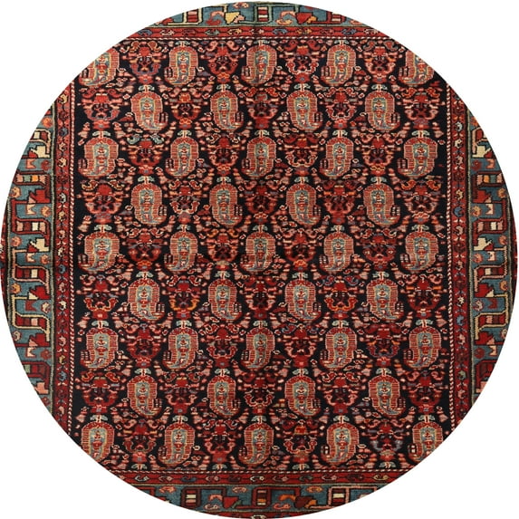 Ahgly Company Indoor Round Traditional Saffron Red Persian Area Rugs, 4' Round