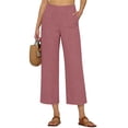 thumbnail image 5 of JJHGVB Cropped Trousers Cropped Pant women's capris Casual Loose gaucho pants for women Straight Lounge Summer Cropped Baggy Lightweight Pant Beach Cropped Trousers capri lounge pants Hot Pink S, 5 of 7