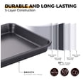thumbnail image 4 of HONGBAKE 2 Pack 9.7"X7.6" Small Cookie Sheet, 57% Thicker Nonstick 1/8 Toaster Oven Pans, Heavy Duty Cookie Sheet Pan Set, Baking Sheet, Black, 4 of 11