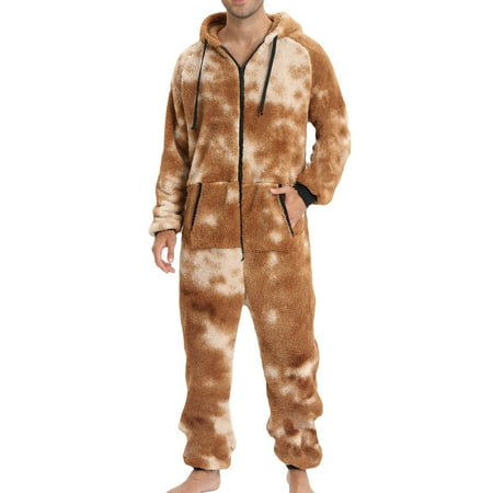 

Ovzne Men Casual Zipper Hood Suit Tie-dye One-piece Suit Home Clothes And Pajamas