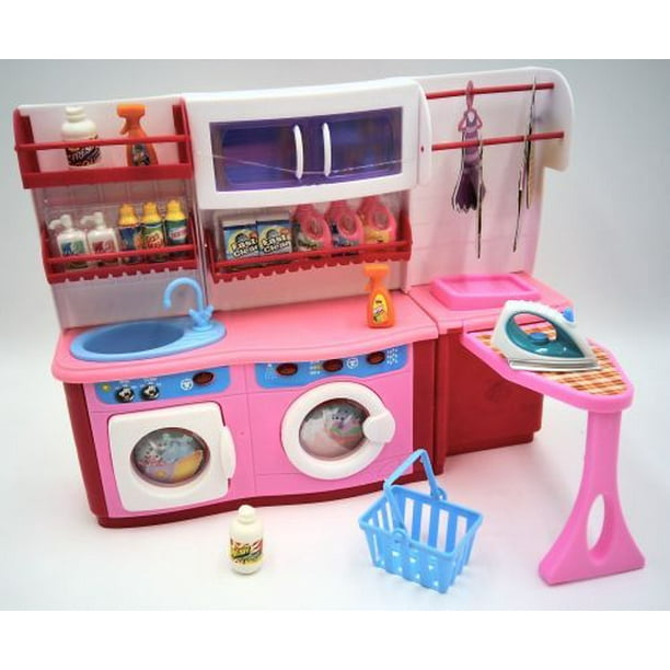 GIRL FUN TOYS Pink Deluxe Laundry Room Barbie Size Furniture