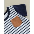 thumbnail image 6 of Shunvnny Baby Boy Summer Outfits 0-3T Toddler Short Sleeve Stripes Print T-Shirt + Pocket Shorts Set Toddler Clothes, 6 of 9