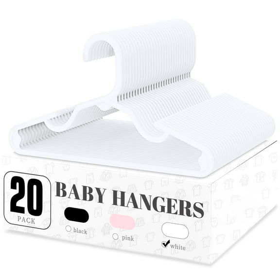 Cozymood Kids Plastic Hangers, 20 Pack Baby Clothes Hangers for Closet, Non-Slip Toddler Hangers for Infant Child Clothing, Children Hangers for Pants Coats Skirts, White