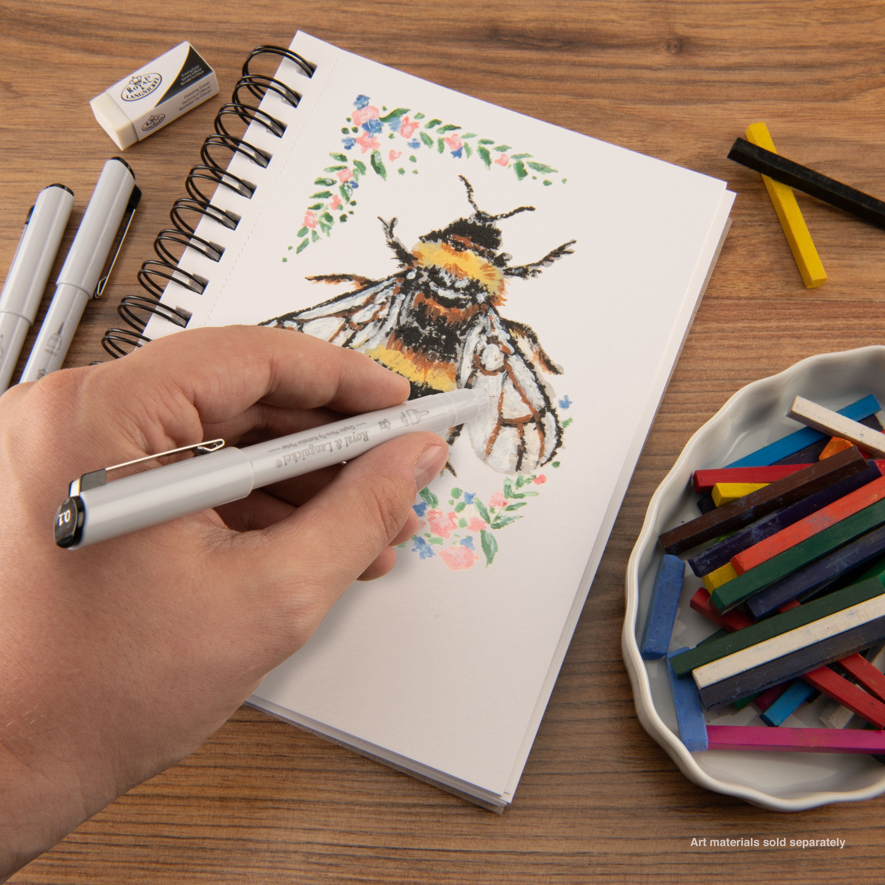 Bee Paper - Bee Inspired 5.5"x8.5" Mixed Media Paper Pad, Side Wire, 60 Sheets, 120lb. 200GSM