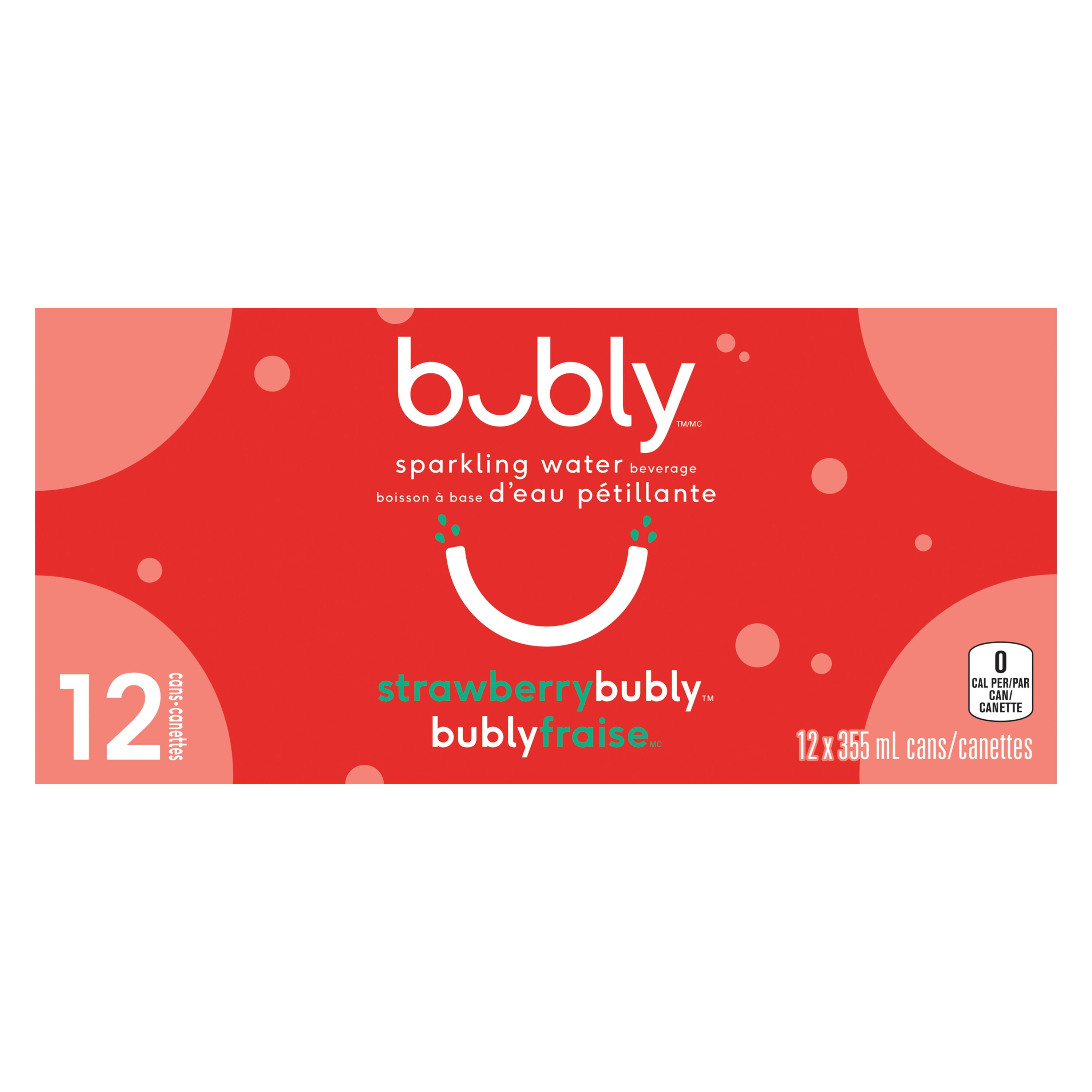 Bubly™ Eau Pétillante Saveur Fraise 12 x355 mL, Canettes