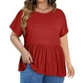 thumbnail image 7 of Aofany Womens Plus Size Tops Short Sleeve T Shirts Round Neck Ruffle Flowy Tee Shirts Causal Summer Tunics Blouses, 7 of 7