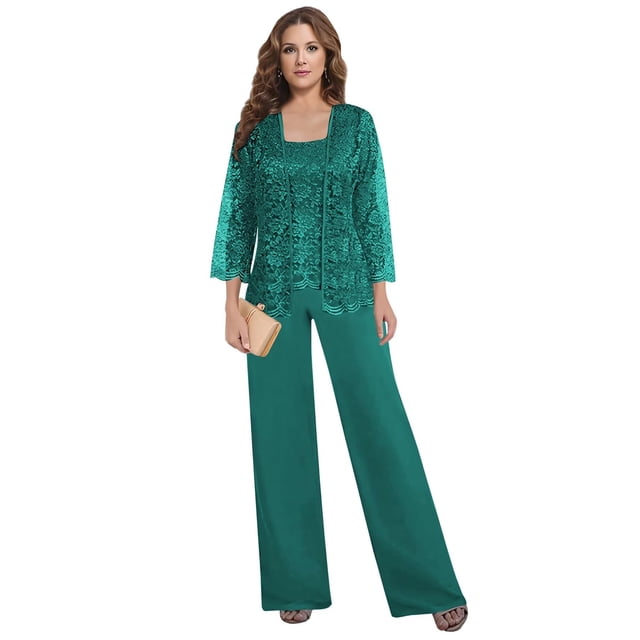 Vestido Outfit Petyoo para madre de la novia con chaqueta, color verde azulado, talla 8