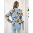 thumbnail image 4 of Women'S Casual Butterfly Print Knitted Pullover Sweaters Long Sleeve Crew Neck Jumper Tops Blue & Yellow S, 4 of 7