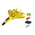 thumbnail image 4 of Avión de control remoto de 2 canales, avión de combate anticolisión, juguete volador para exteriores amarillo 3 batería, 4 of 9