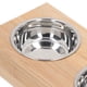 thumbnail image 3 of Cuenco doble de acero inoxidable para gatos, cómodo, resistente al óxido, elegante, fácil de limpiar, comedero elevado para perros y gatos con soporte de bambú, 3 of 8