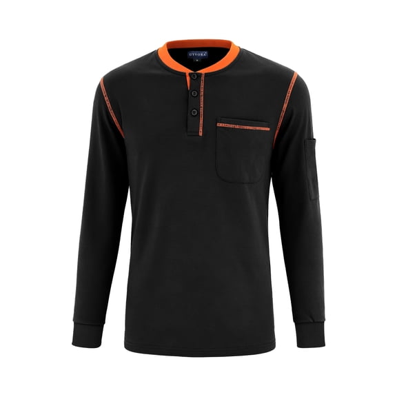 FR Shirts for Men 5.5oz Lightweight Flame Resistant Long Sleeve Shirt 100% Cotton NFPA 2112 Welding Work Shirt Black 3XL