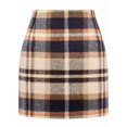 thumbnail image 2 of Womens Wool Plaid Mini Skirt Fall Winter High Waisted Bodycon Pencil Skirt Dark Khaki M, 2 of 8