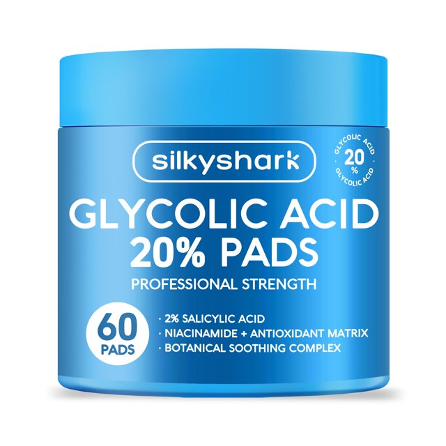 Almohadillas de rejuvenecimiento SilkyShark con ácido glicólico al 20% con ácido salicílico