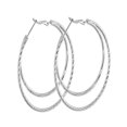 thumbnail image 1 of Pendientes colgantes de moda para mujer y niña, joyería de cobre de doble círculo para fiesta (plata), 1 of 1