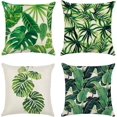 thumbnail image 1 of Fundas de almohada con hojas de plantas tropicales, funda de almohada con hojas de selva tropical, funda de cojín, almohada decorativa cuadrada de lino y algodón de 18.0 x 18.0 in, 1 of 4