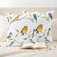 thumbnail image 3 of Spring Animal Pillow Covers 2 Pack Watercolor Cute Birds Gradient Color Leaves Farmhouse Pillowcase Waterproof Outdoor Throw Pillow Cover for Patio Garden Square Cushion 20”x20”, 3 of 9