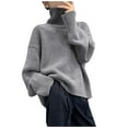 thumbnail image 1 of Womens Multicolor Turtleneck Sweater Solid Knitted Solid Sweater Casual Fashion Tops, 1 of 1