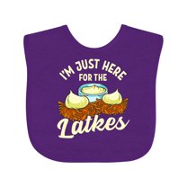 Inktastic Hanukkah Funny Here for Latkes Boys or Girls Baby Bib