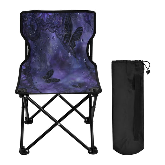 Folding Chair Camping Chair For Camping Picnicking Outdoor Beach and Travel Mysterious Flowerbed and Butterflies